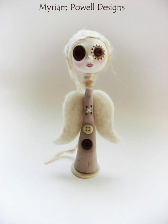  Angel Art Doll - Paper Clay Sculpted - Button Eyed Doll - Myriam Powell