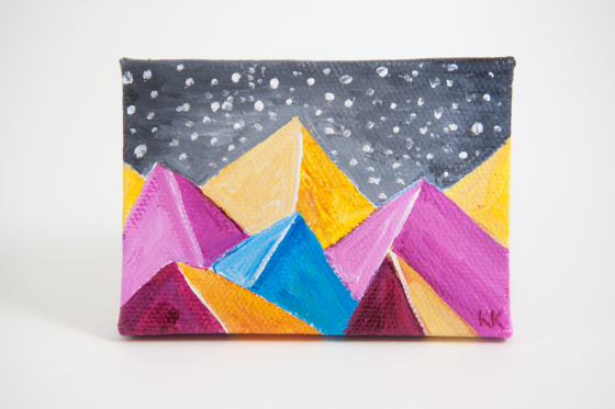 Kimberly Kling Joyful Art Mini Canvas Colorful Pink Yellow Blue Snow Gray Whimsical