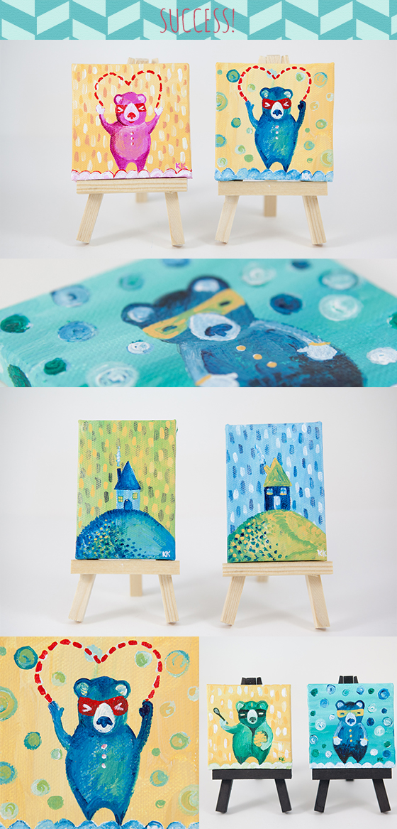 the big MiNI ART MARATHON by Kimberly Kling, Success! Whimsical Animal and Magical Art