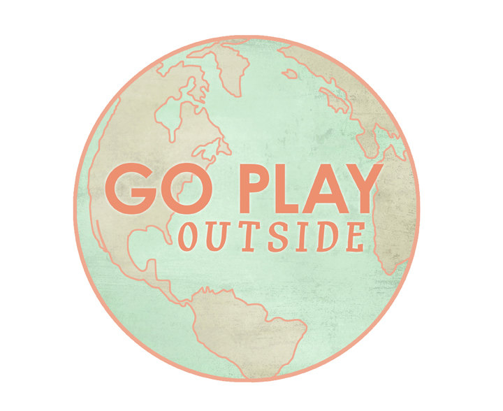 Go Play Outside graphic print / wanderlust coral and mint / globe travel map vintage