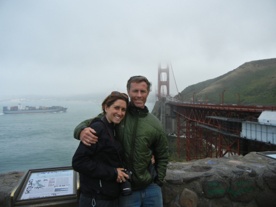 Freezing our patooties at the Golden Gate Bridge.