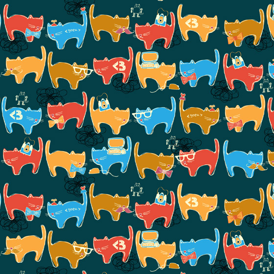 Geek Chic Cats Pattern By Kimberly Kling