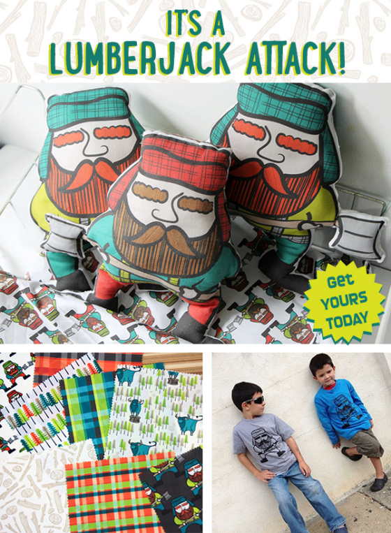 Lumberjack Attack Fabric Plushie Cut and Sew Eco T-shirts