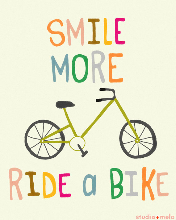 Typography Illustration Print - Children's Wall Art Print - typography art, quote, illustration, bike art - RIDE A BIKE