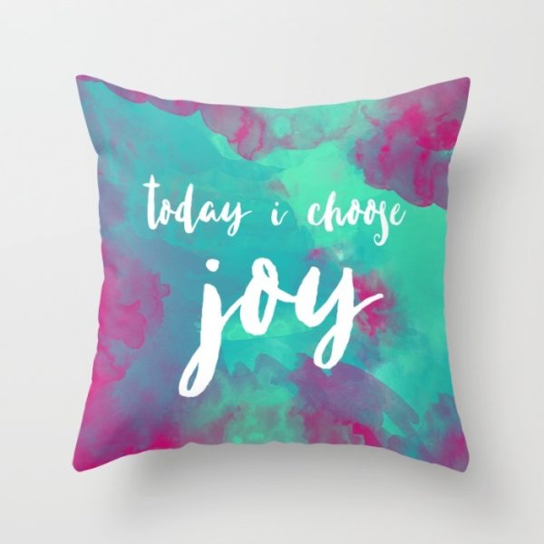 Each and every day, you have the power to choose joy, and now you can be reminded with this colorful watercolor quote pillow. To create the design, I used a special technique I developed that combines my original watercolors with my digital work and have the design printed onto USA made pillow covers. DETAILS ♥ This listing is for one 18"x18" pillow cover. ♥ These throw pillows are 100% made - cut, sewn and printed - in California.