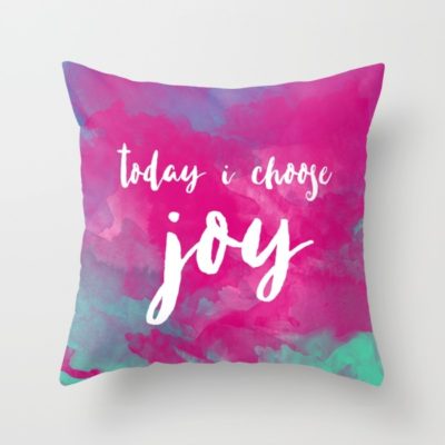 Home & Living Home Décor Decorative Pillows Joy Quote Pink Watercolor Throw Pillow Cover Watercolor Pillow Colorful Decor Positive Affirmation Affirmation Pillow Inspirational Home Inspirational Decor Positive Quote Quote Pillow Pink Pillow Watercolor Decor