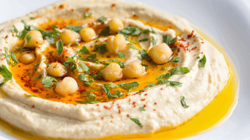 Hummus plate with olives with feta healthy meal inspiration