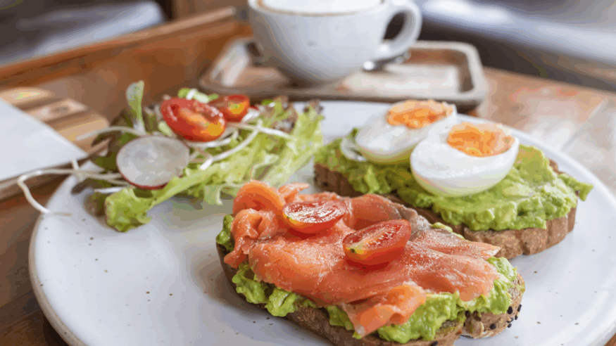 avocado toast with salmon and hard boiled eggs healthy food ideas